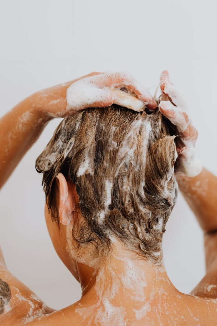 woman washing her hair